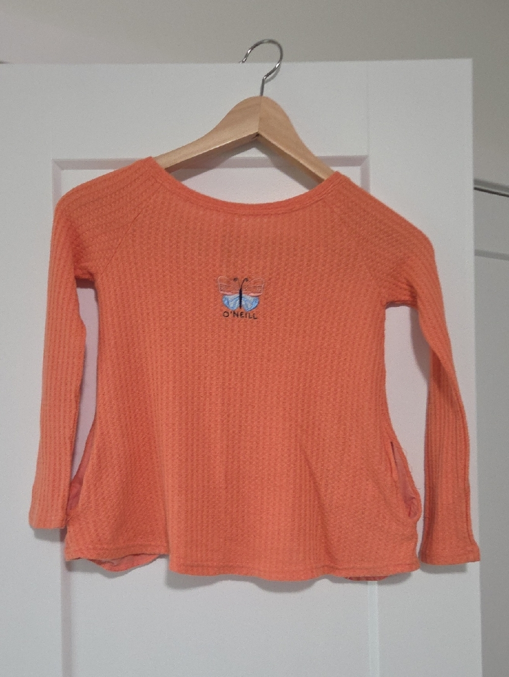 O'Neill Bright Orange Waffle Knit Butterfly Top